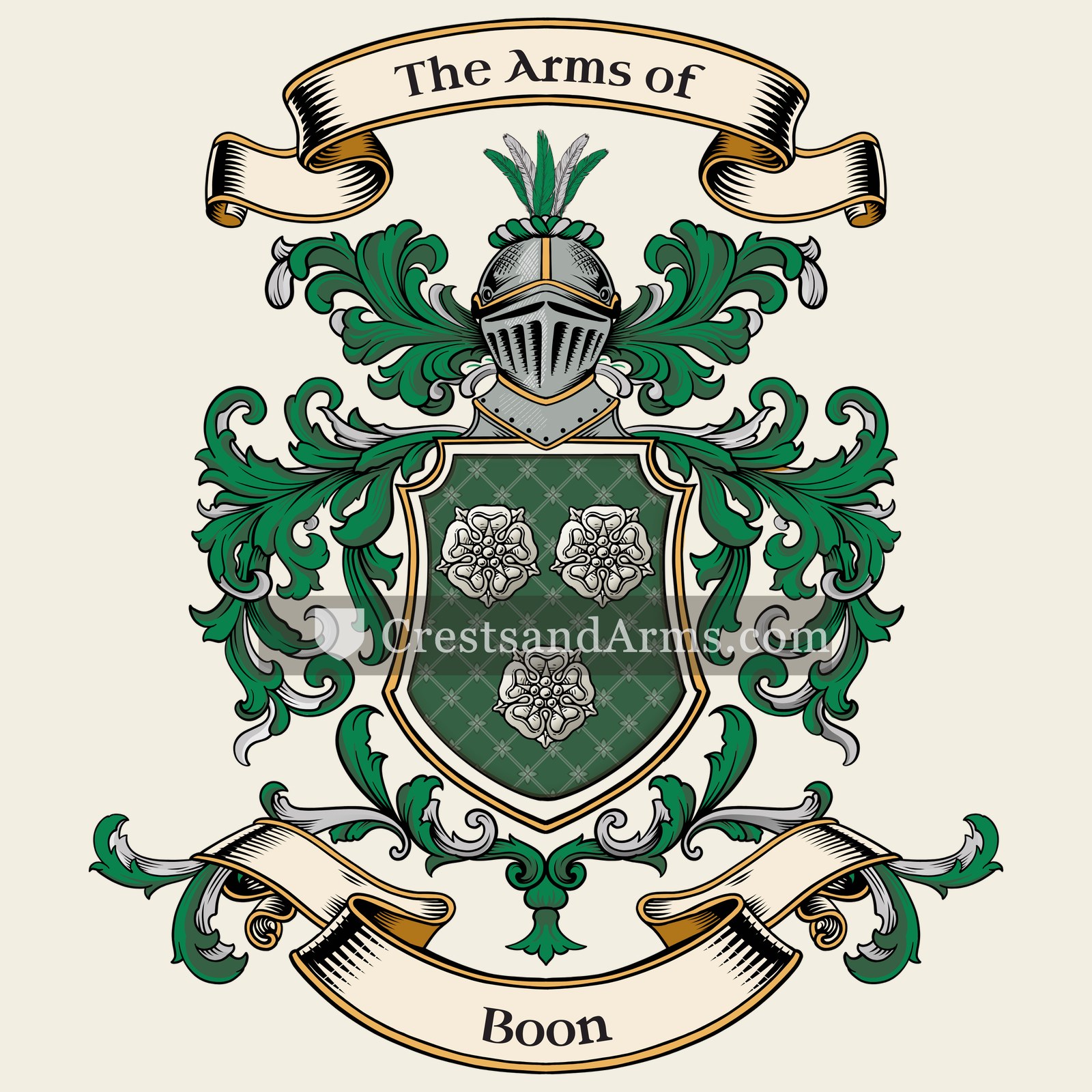 The Boon coat of arms, drawn from the recorded blazon