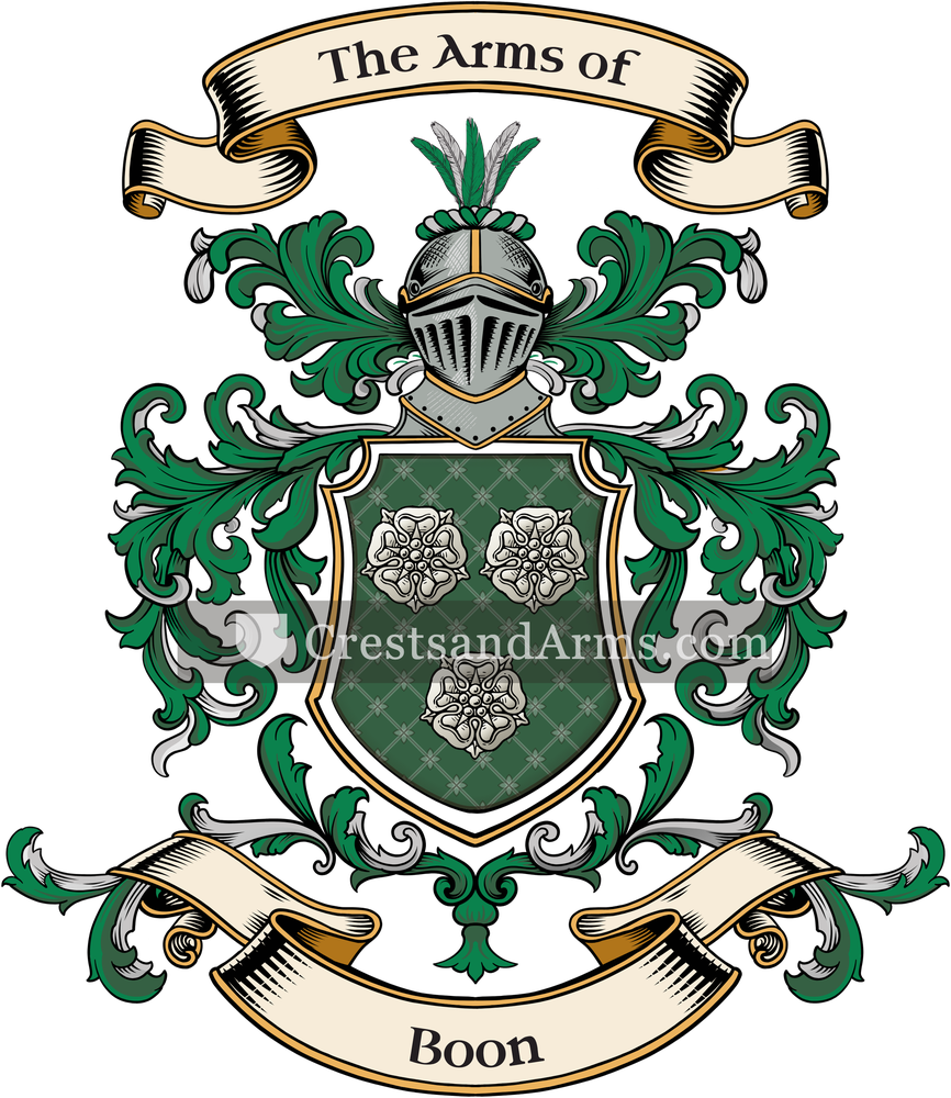 The Boon coat of arms, drawn from the recorded blazon