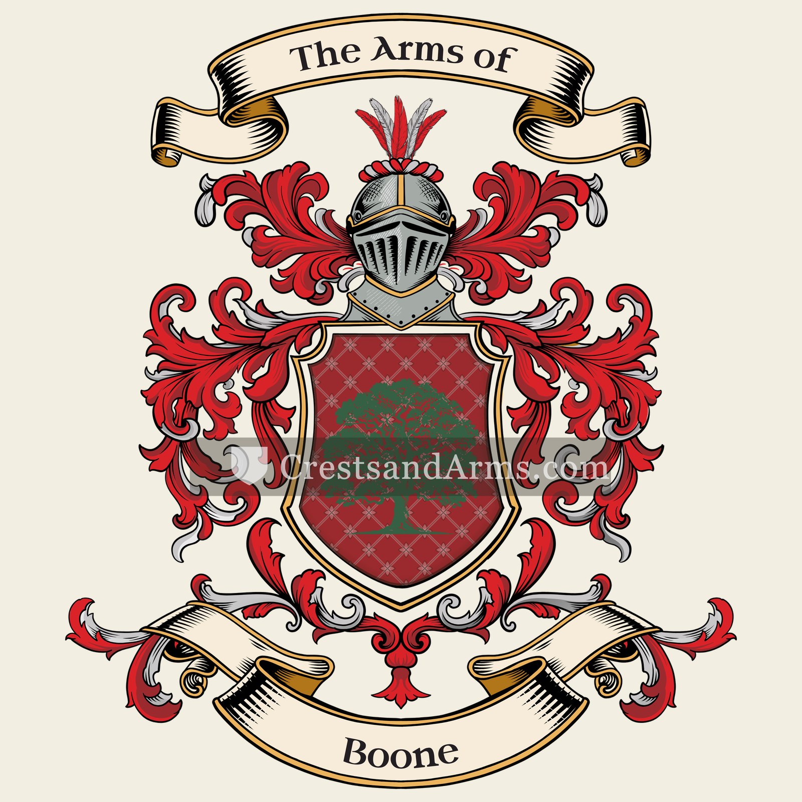 The Boone coat of arms, drawn from the recorded blazon