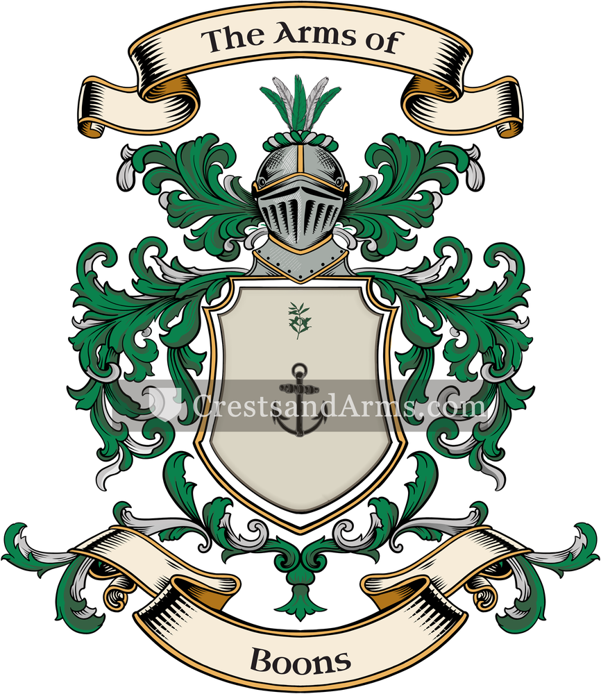 The Boons coat of arms, drawn from the recorded blazon