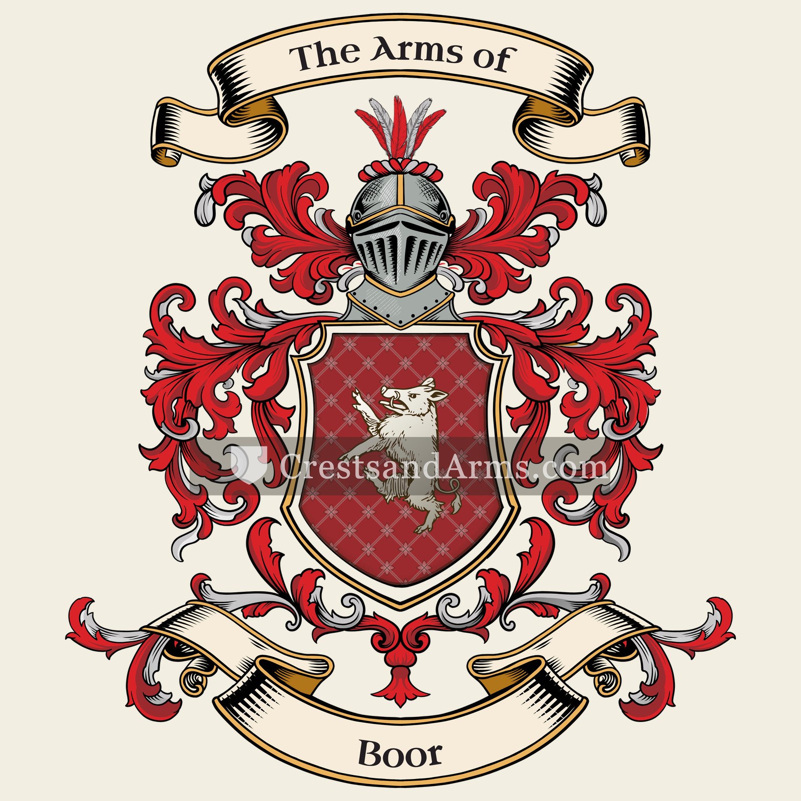 The Boor coat of arms, drawn from the recorded blazon