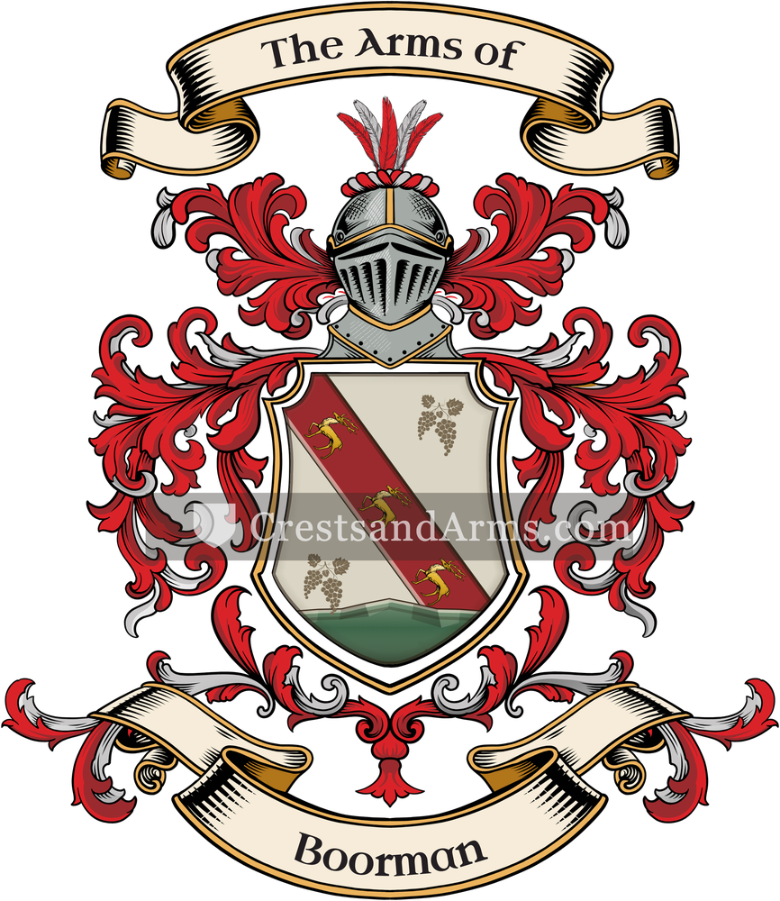 The Boorman coat of arms, drawn from the recorded blazon