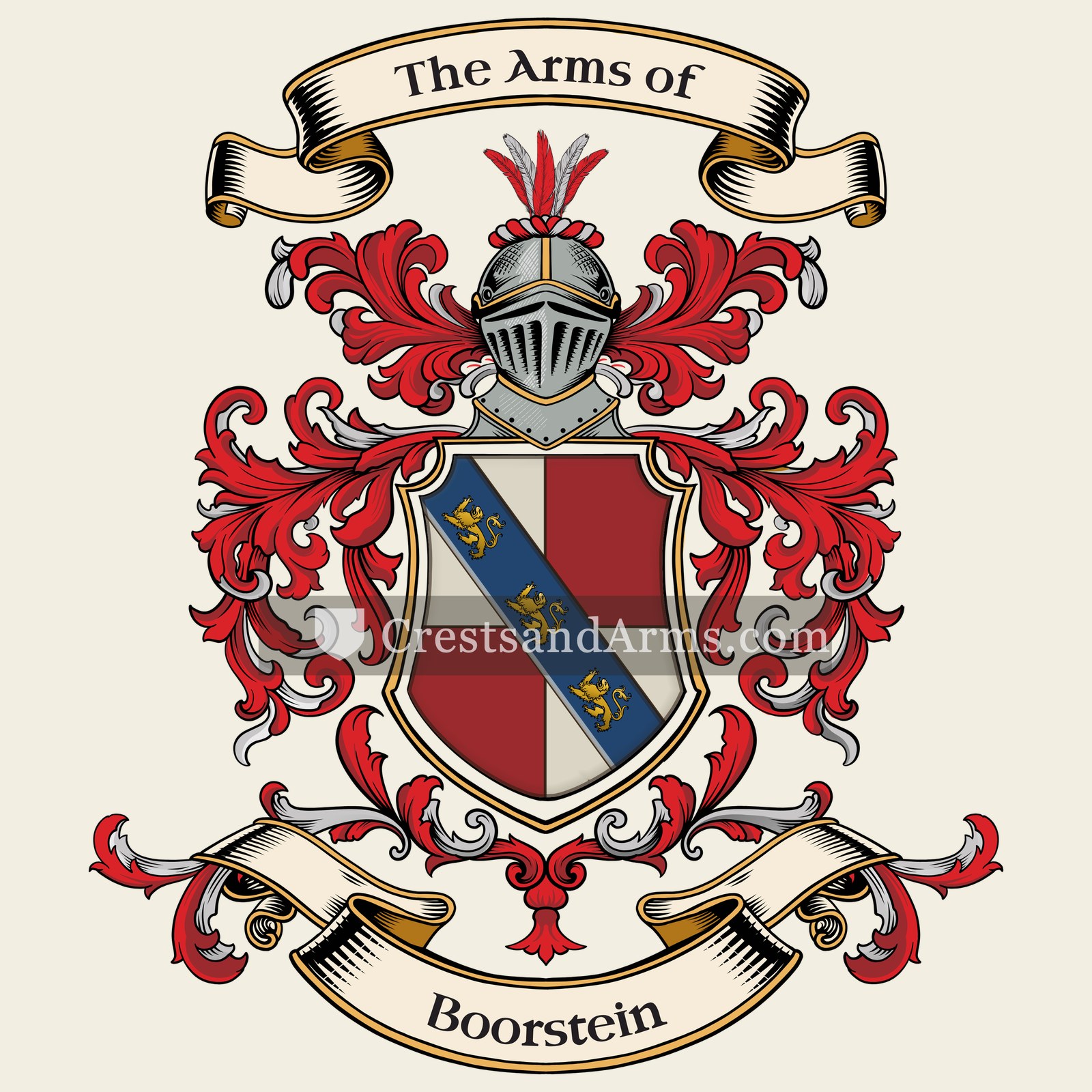 The Boorstein coat of arms, drawn from the recorded blazon
