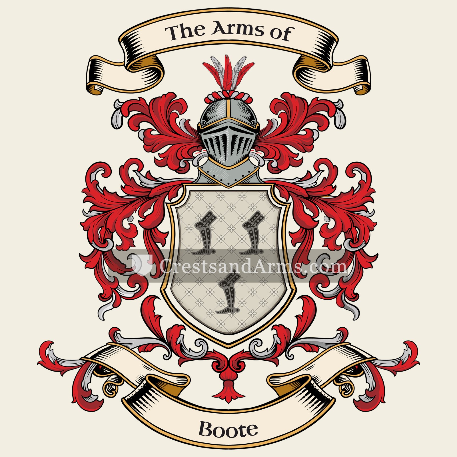 The Boote coat of arms, drawn from the recorded blazon