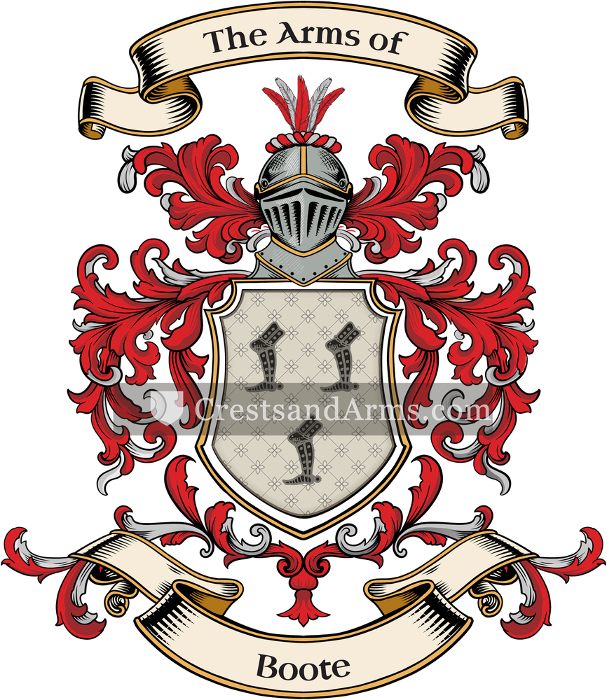 The Boote coat of arms, drawn from the recorded blazon