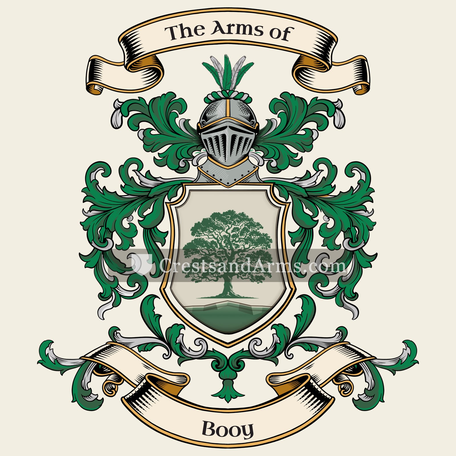 The Booy coat of arms, drawn from the recorded blazon