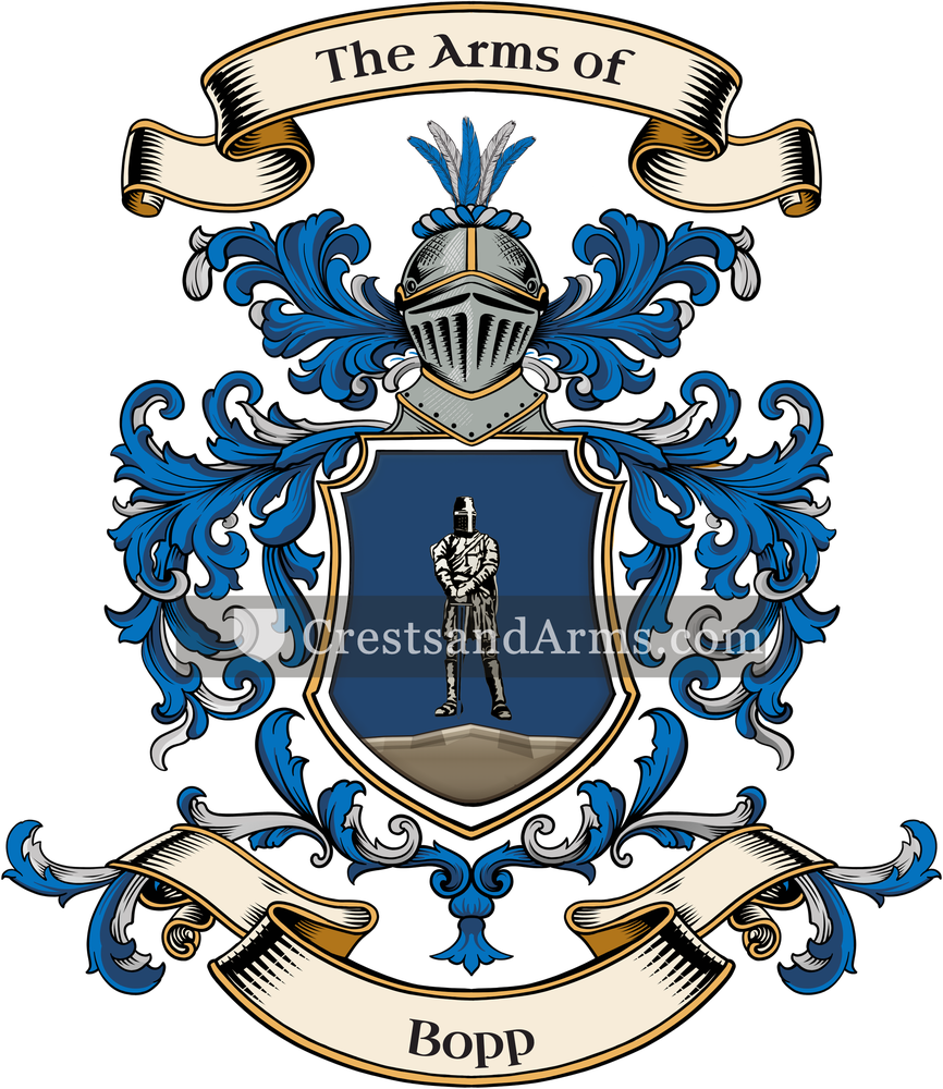 The Bopp coat of arms, drawn from the recorded blazon