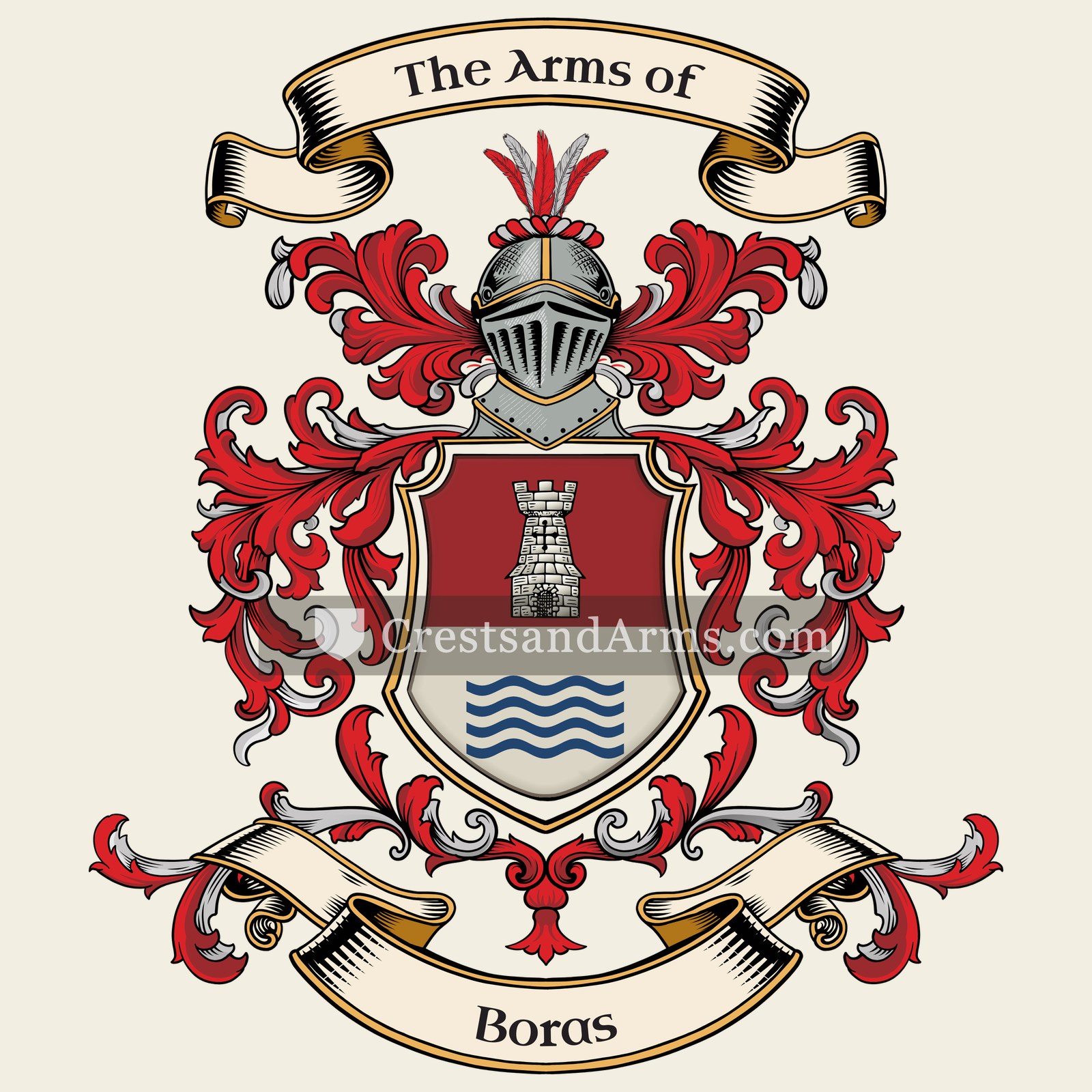 The Boras coat of arms, drawn from the recorded blazon