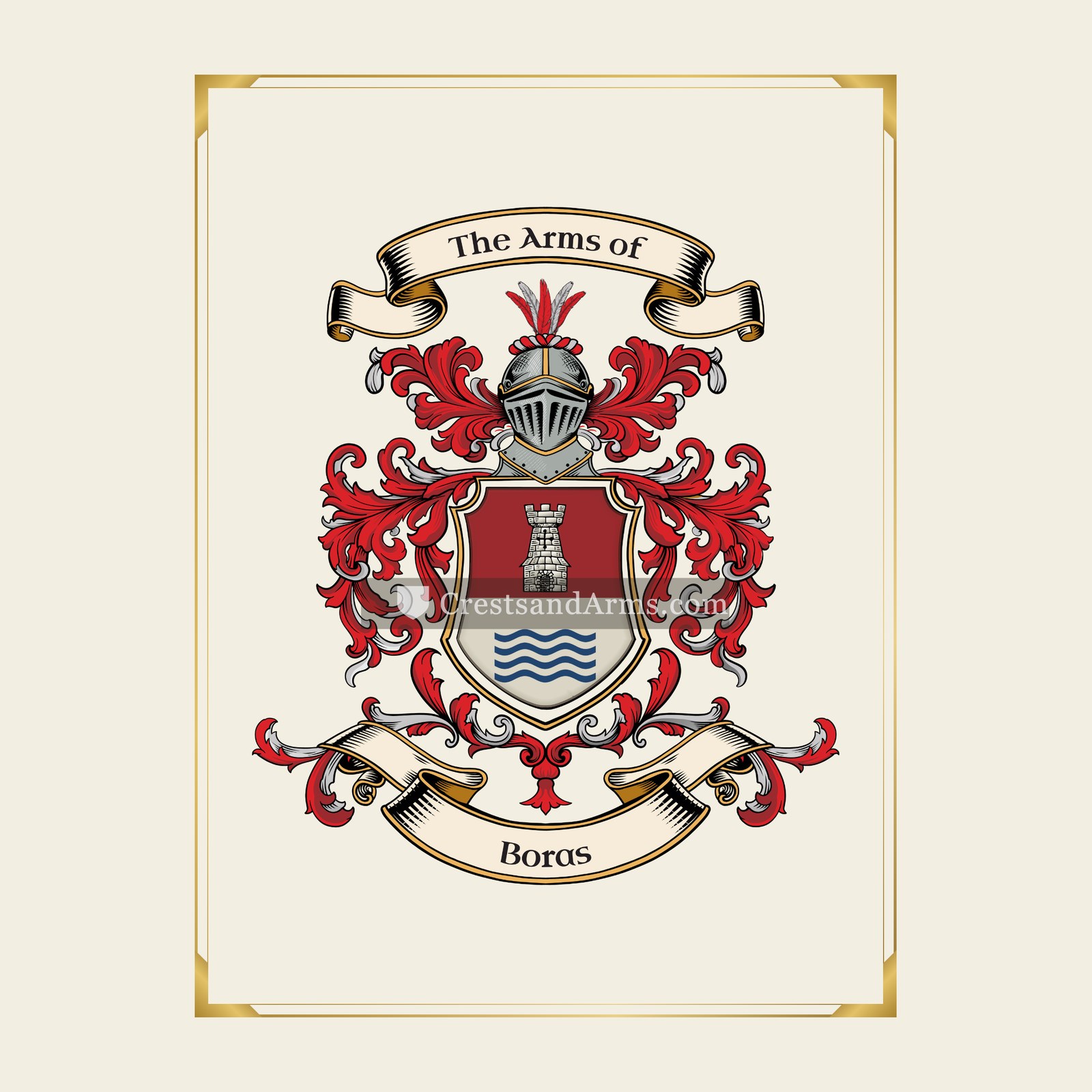 With gold border