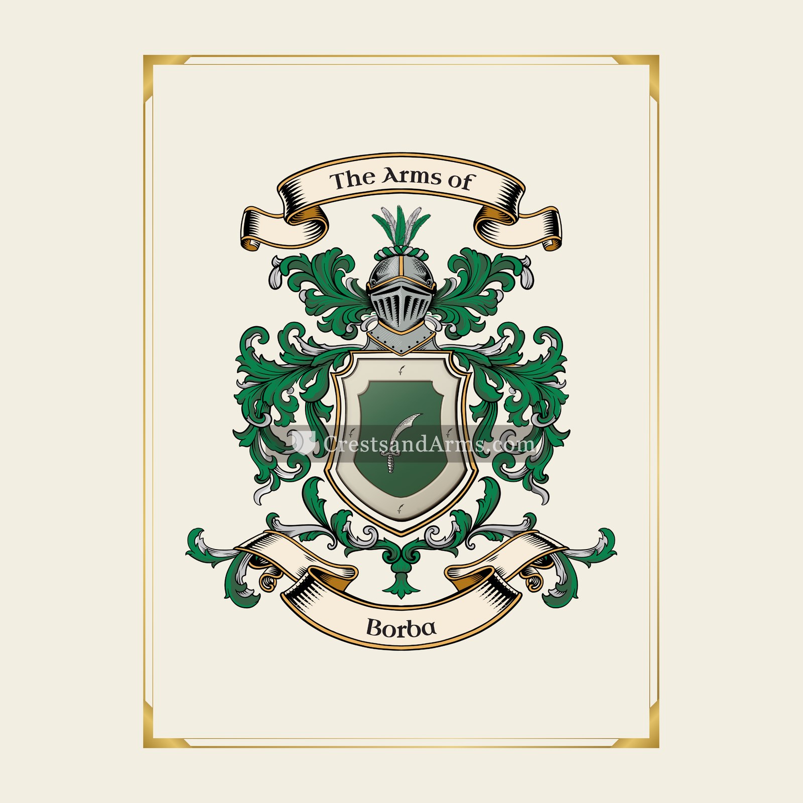 With gold border