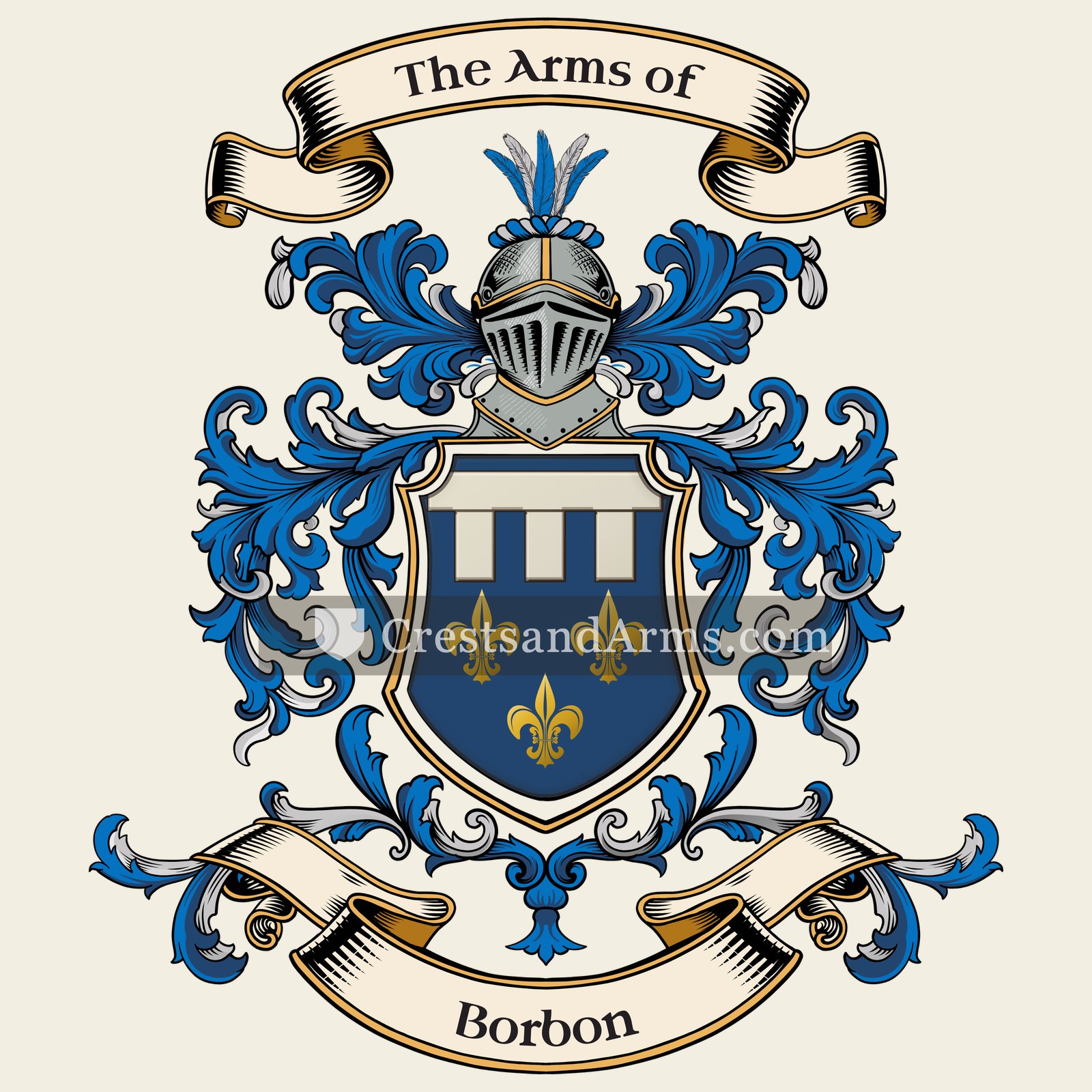 The Borbon coat of arms, drawn from the recorded blazon