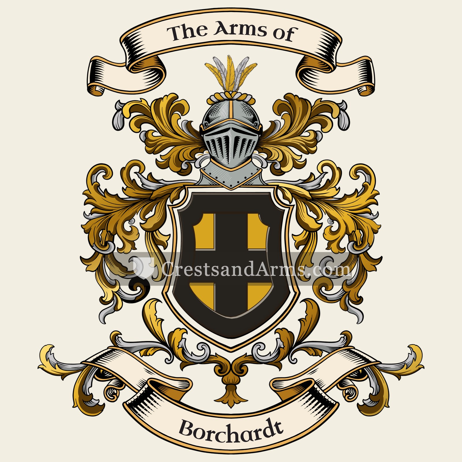 The Borchardt coat of arms, drawn from the recorded blazon