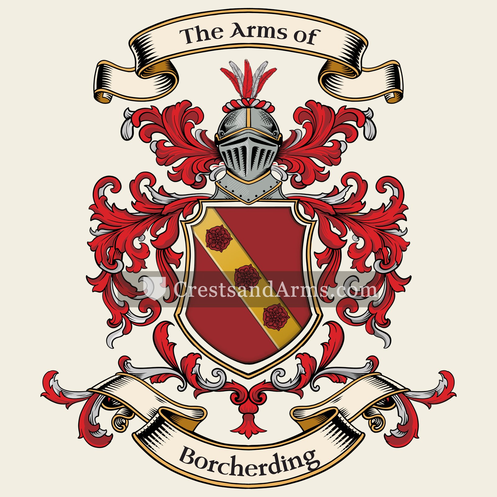 The Borcherding coat of arms, drawn from the recorded blazon