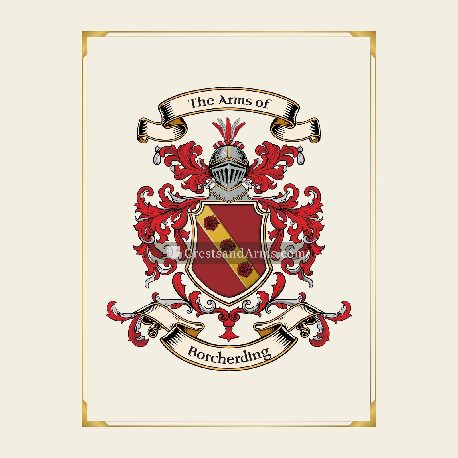 With gold border