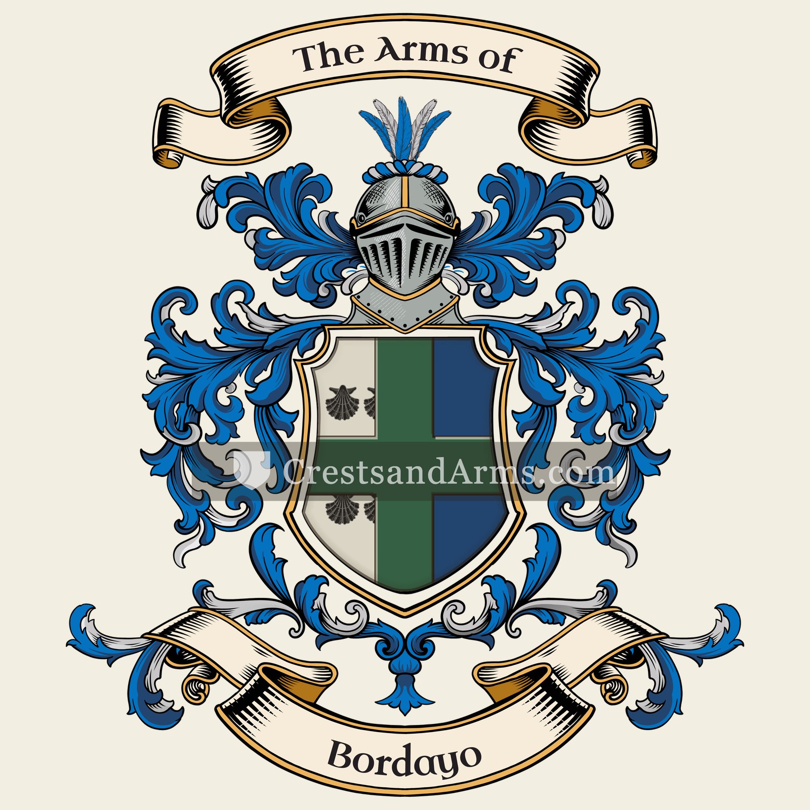 The Bordayo coat of arms, drawn from the recorded blazon