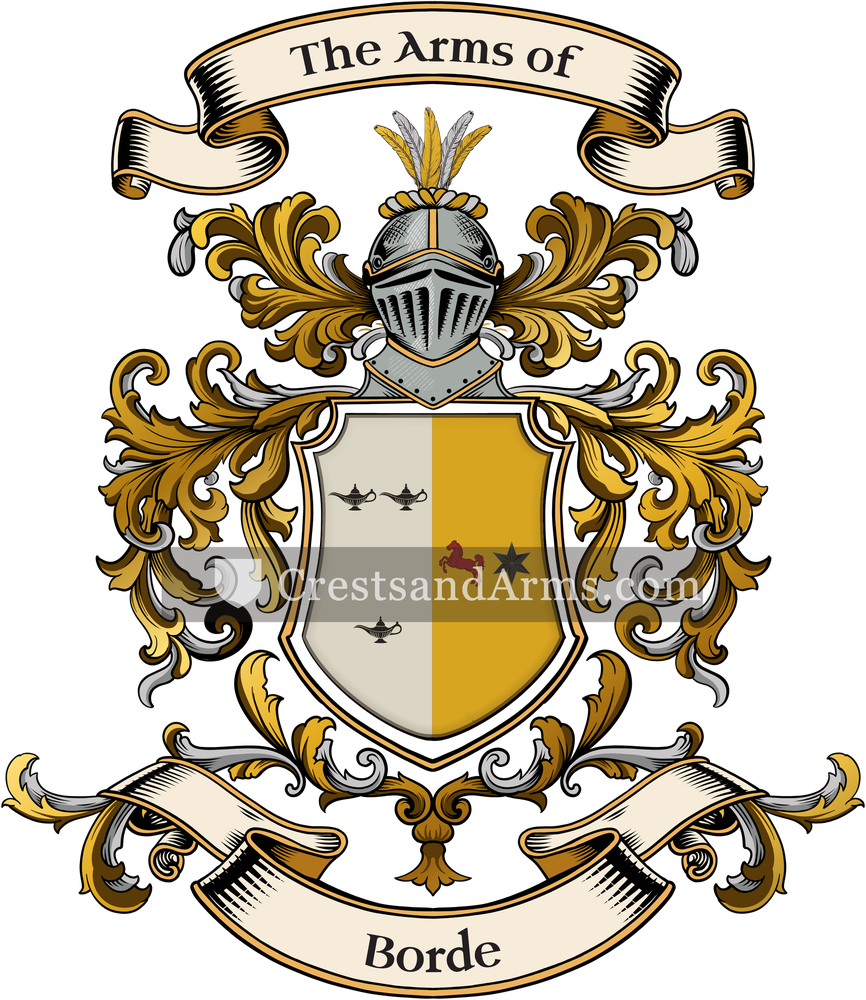 The Borde coat of arms, drawn from the recorded blazon