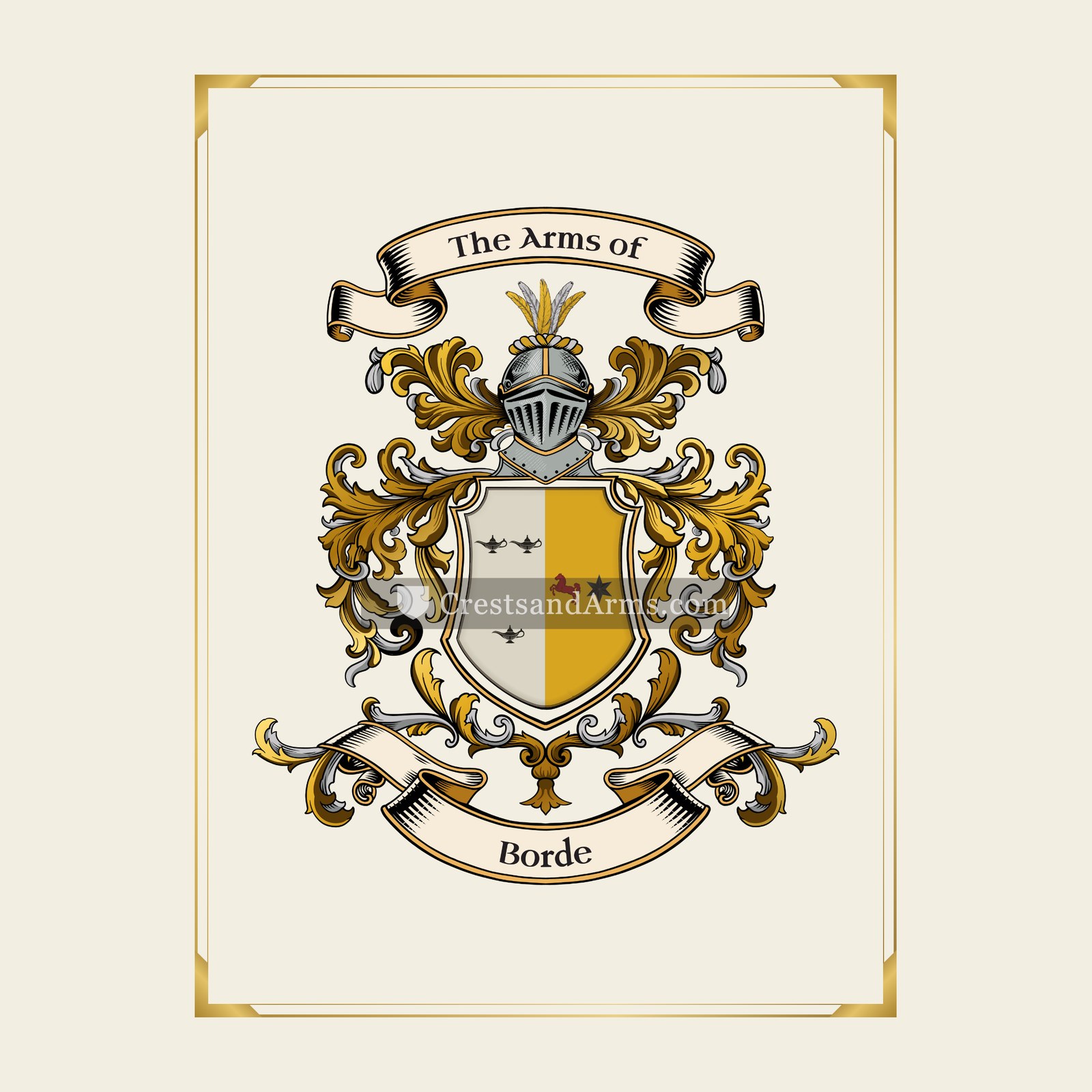 With gold border