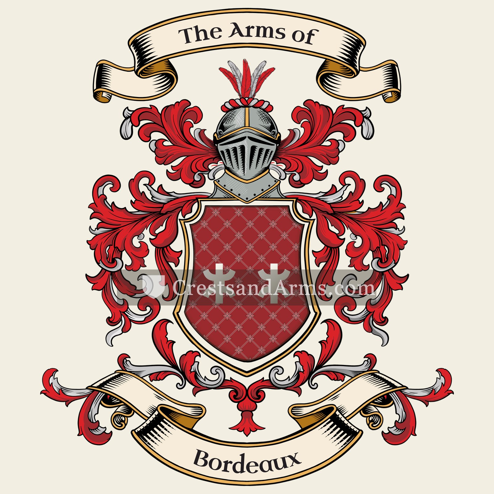 The Bordeaux coat of arms, drawn from the recorded blazon