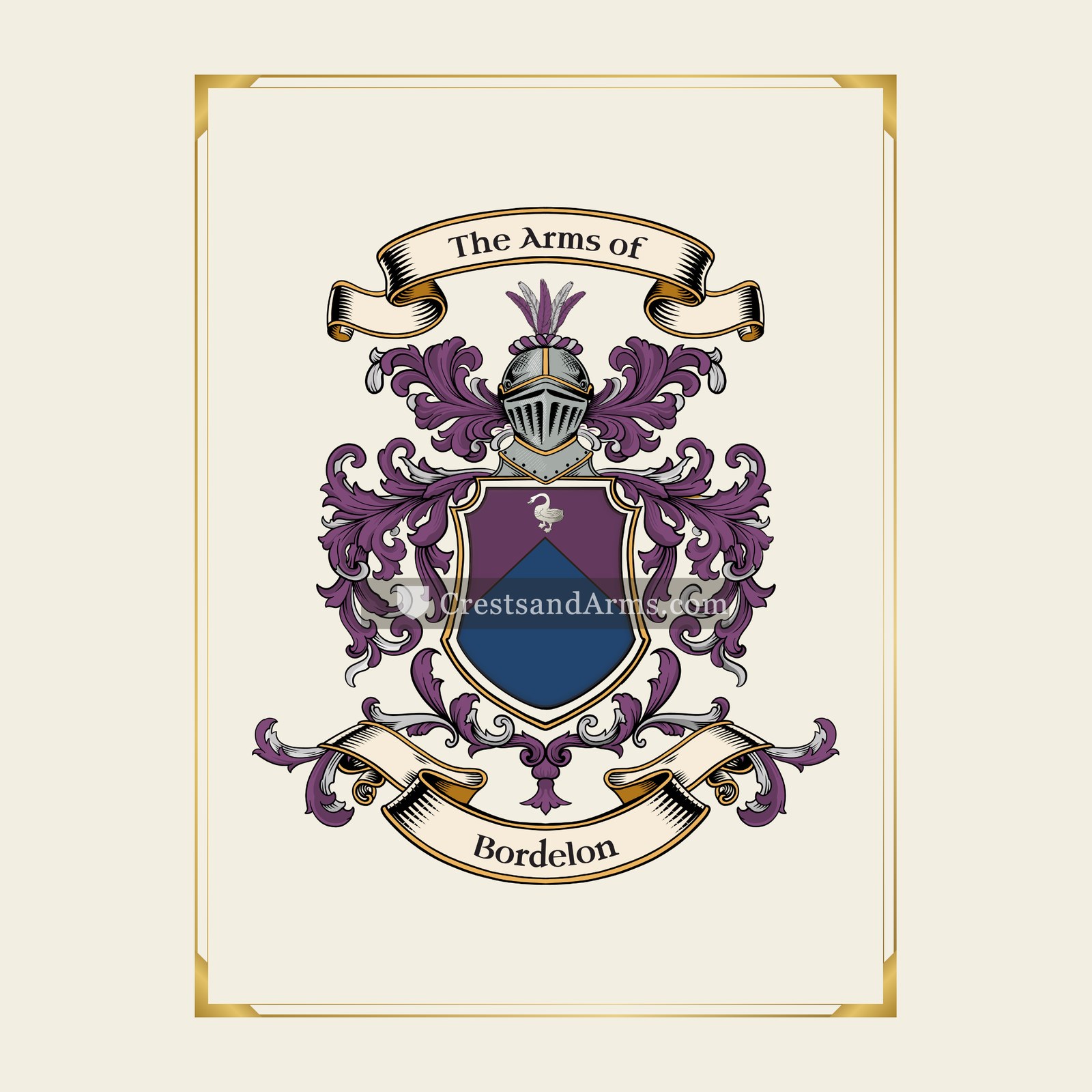 With gold border