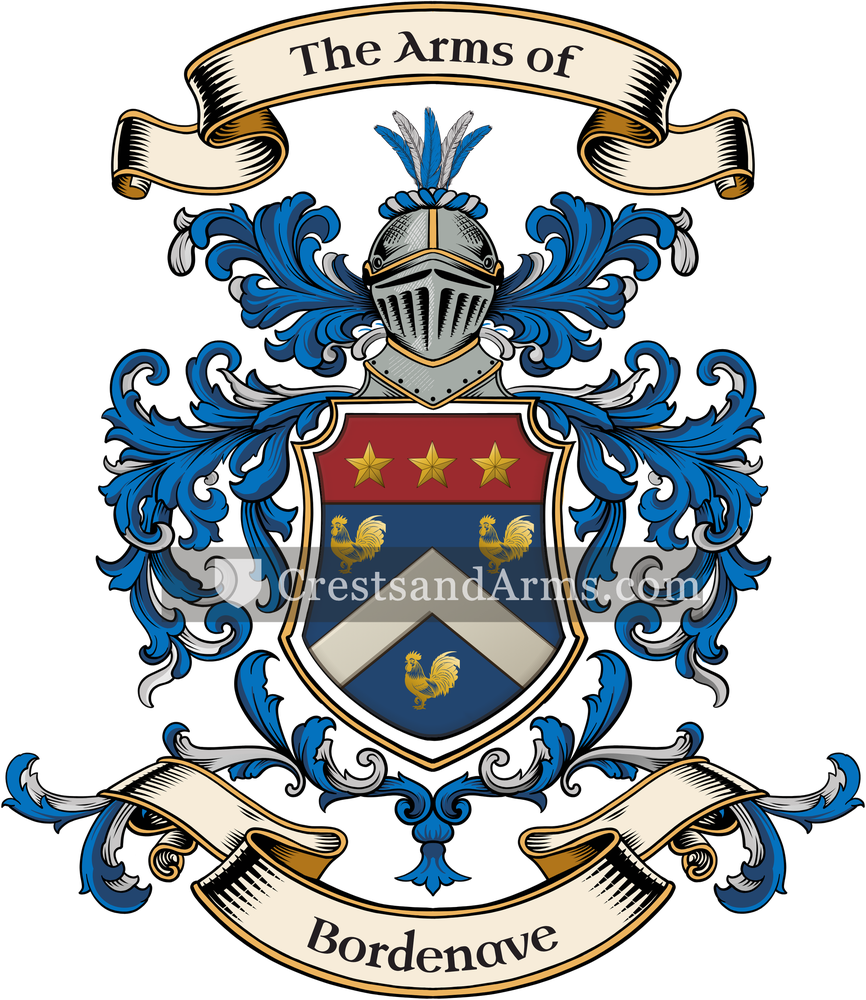 The Bordenave coat of arms, drawn from the recorded blazon