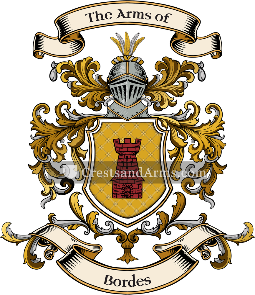 The Bordes coat of arms, drawn from the recorded blazon