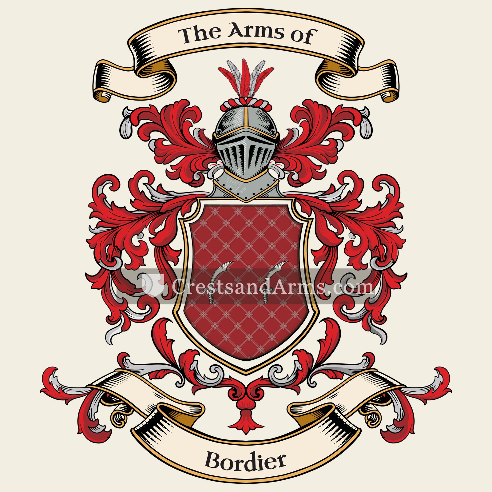 The Bordier coat of arms, drawn from the recorded blazon