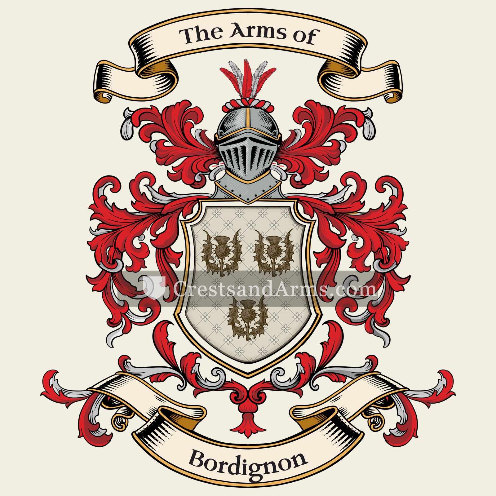 The Bordignon coat of arms, drawn from the recorded blazon