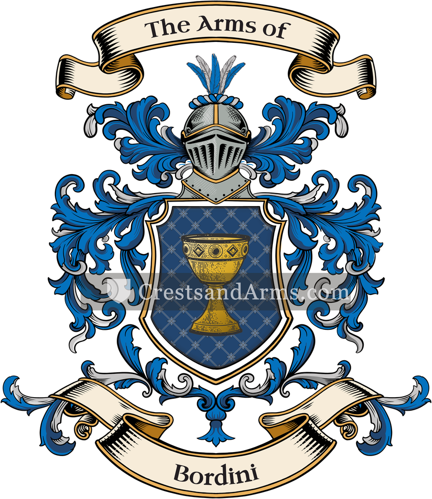 The Bordini coat of arms, drawn from the recorded blazon