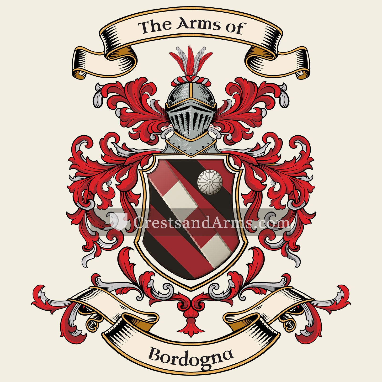 The Bordogna coat of arms, drawn from the recorded blazon