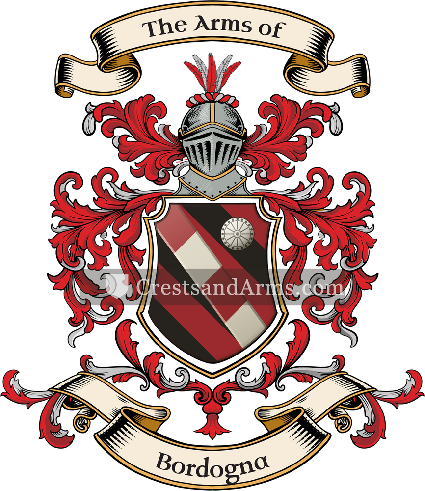 The Bordogna coat of arms, drawn from the recorded blazon