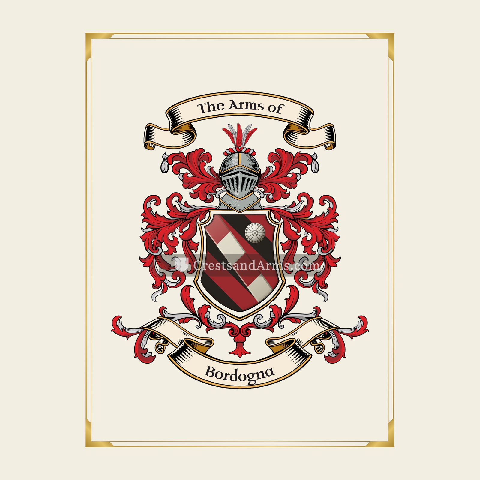 With gold border