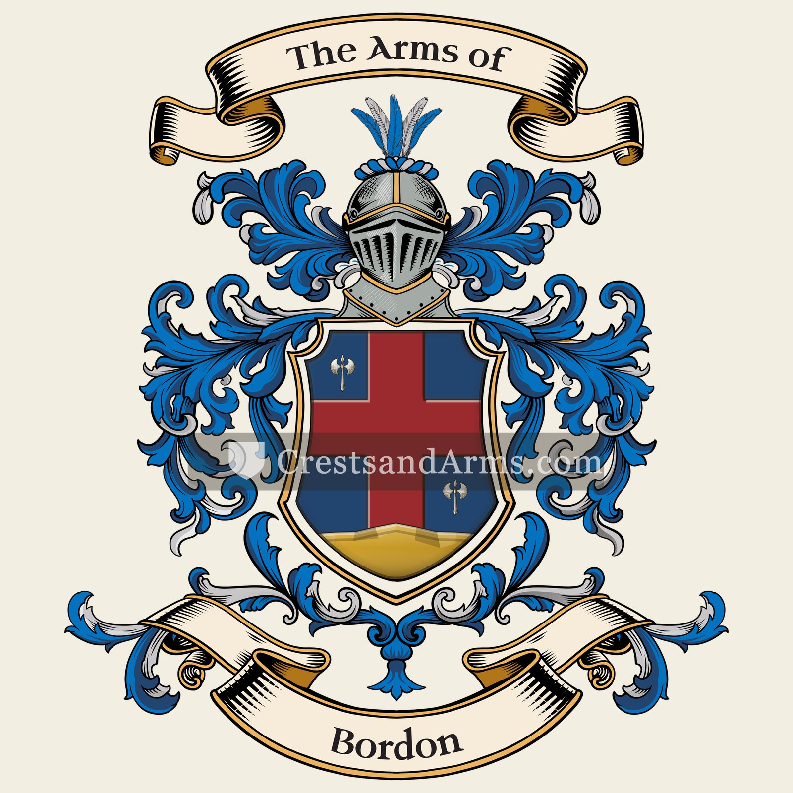 The Bordon coat of arms, drawn from the recorded blazon