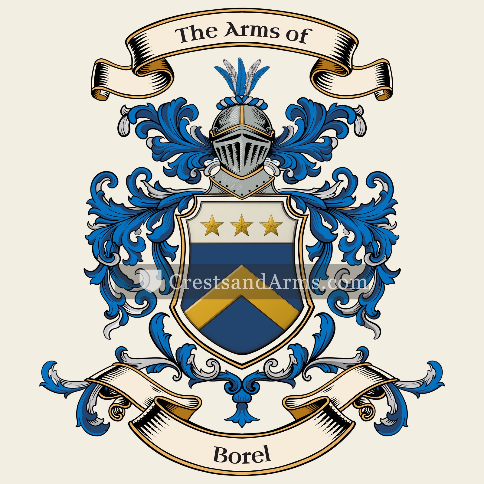 The Borel coat of arms, drawn from the recorded blazon