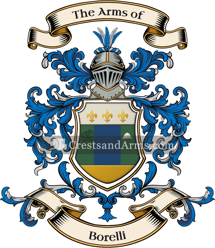 The Borelli coat of arms, drawn from the recorded blazon