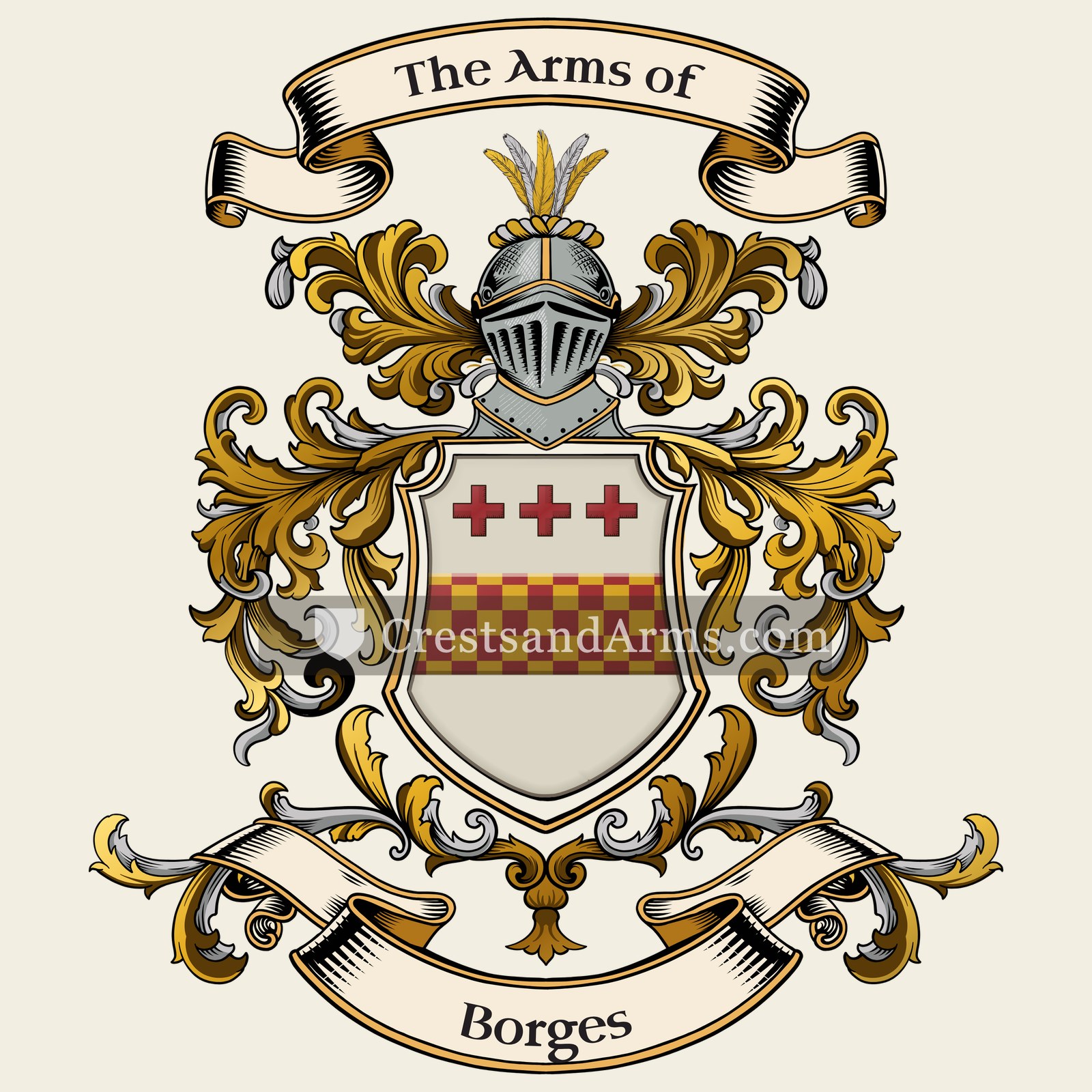 The Borges coat of arms, drawn from the recorded blazon