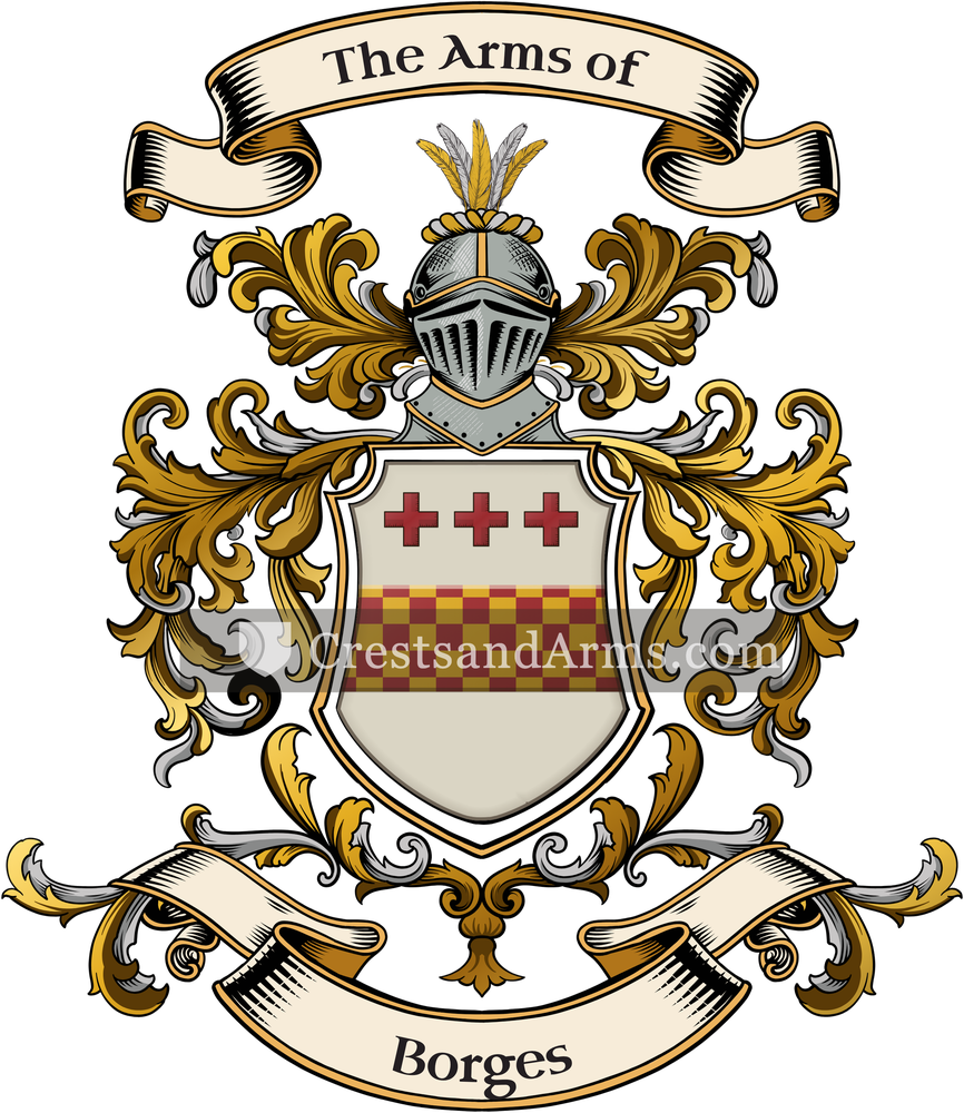 The Borges coat of arms, drawn from the recorded blazon