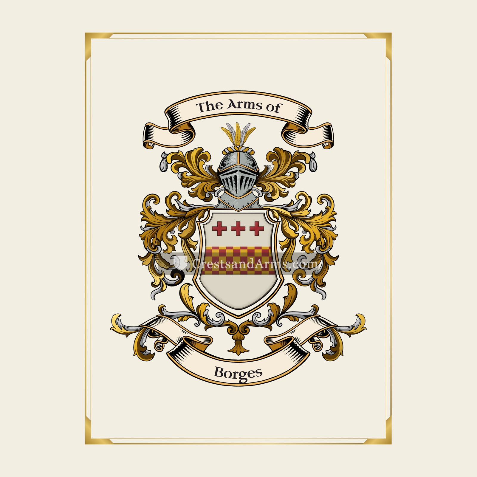 With gold border
