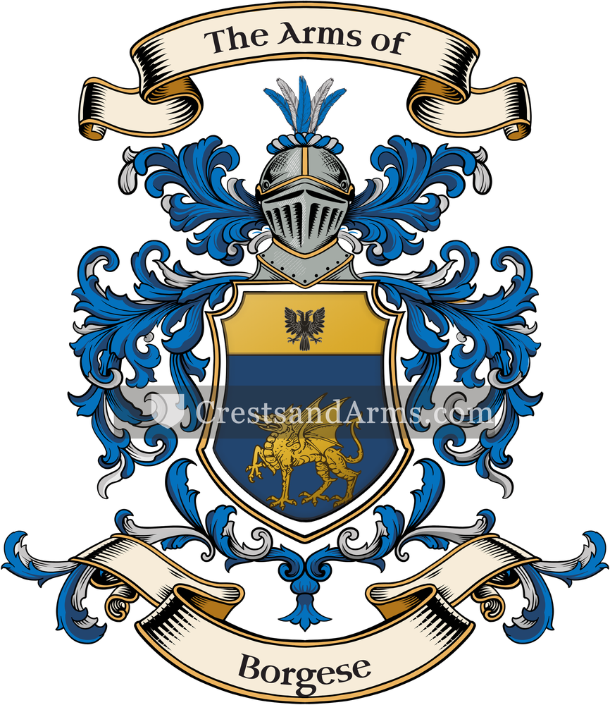 The Borgese coat of arms, drawn from the recorded blazon