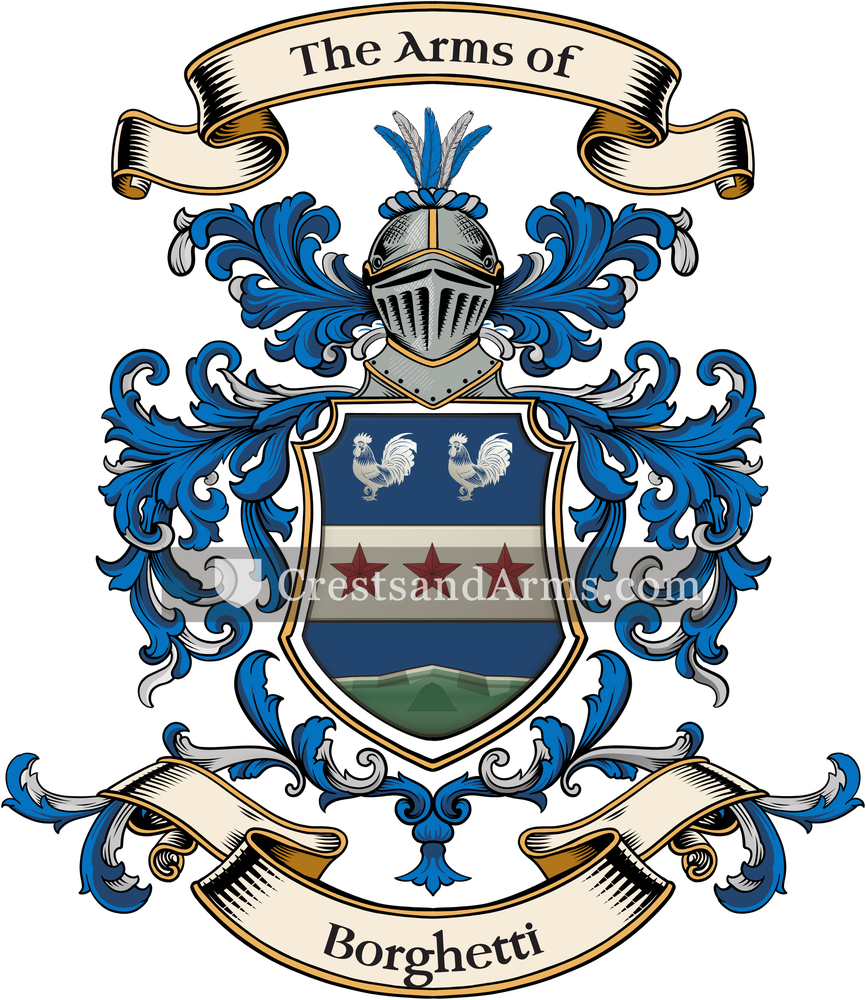 The Borghetti coat of arms, drawn from the recorded blazon