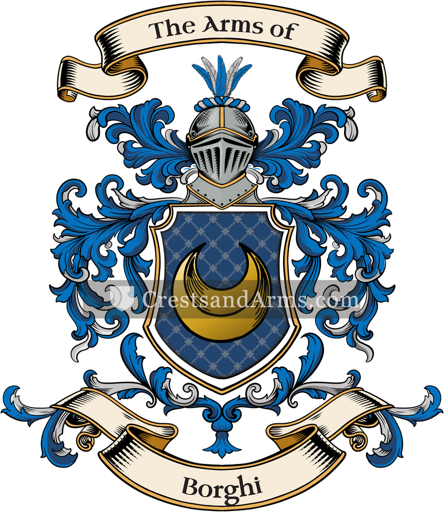 The Borghi coat of arms, drawn from the recorded blazon