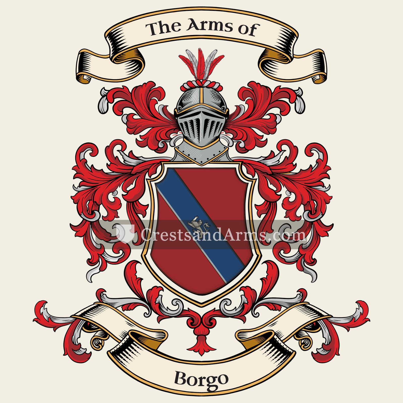 The Borgo coat of arms, drawn from the recorded blazon