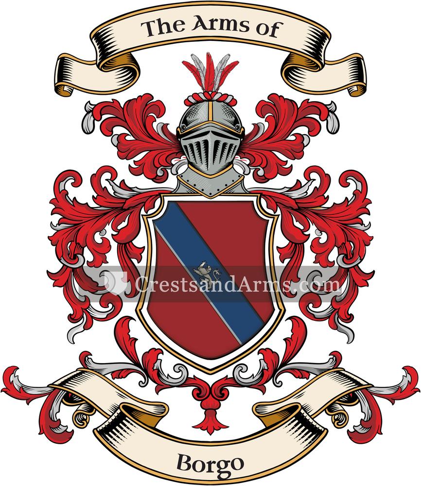 The Borgo coat of arms, drawn from the recorded blazon
