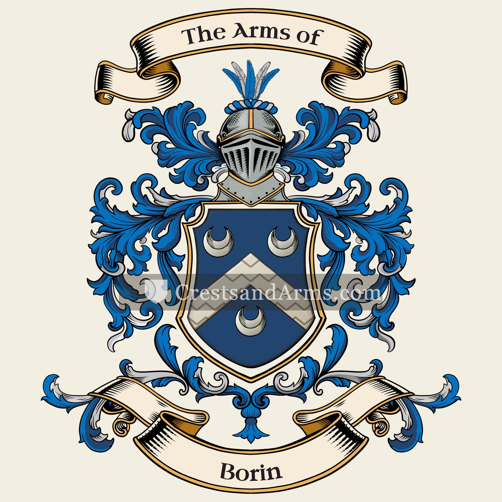 The Borin coat of arms, drawn from the recorded blazon