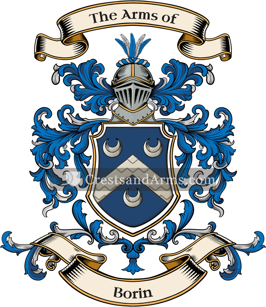 The Borin coat of arms, drawn from the recorded blazon