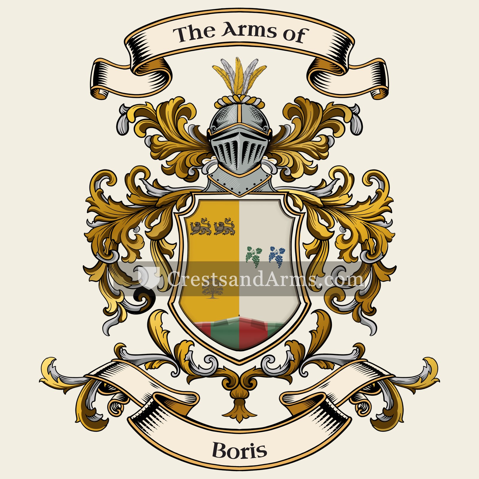 The Boris coat of arms, drawn from the recorded blazon