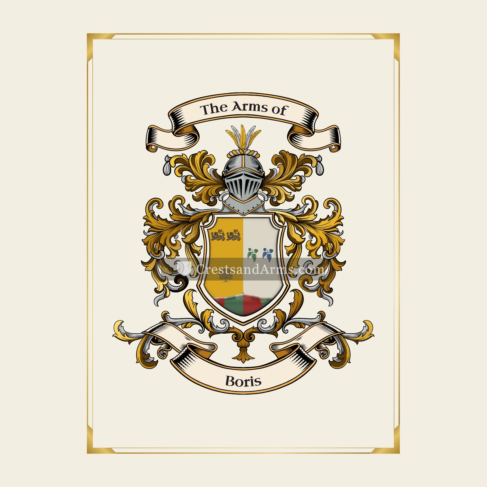 With gold border
