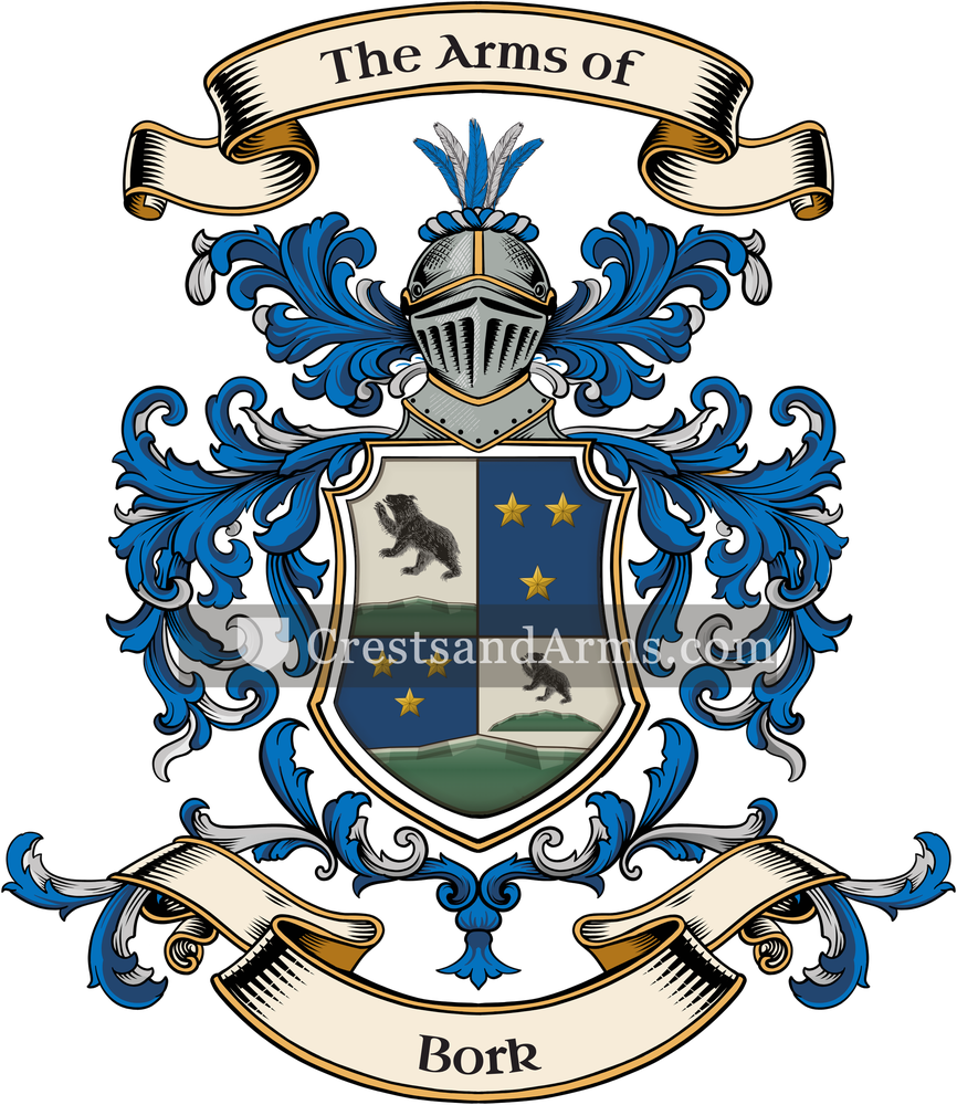 The Bork coat of arms, drawn from the recorded blazon