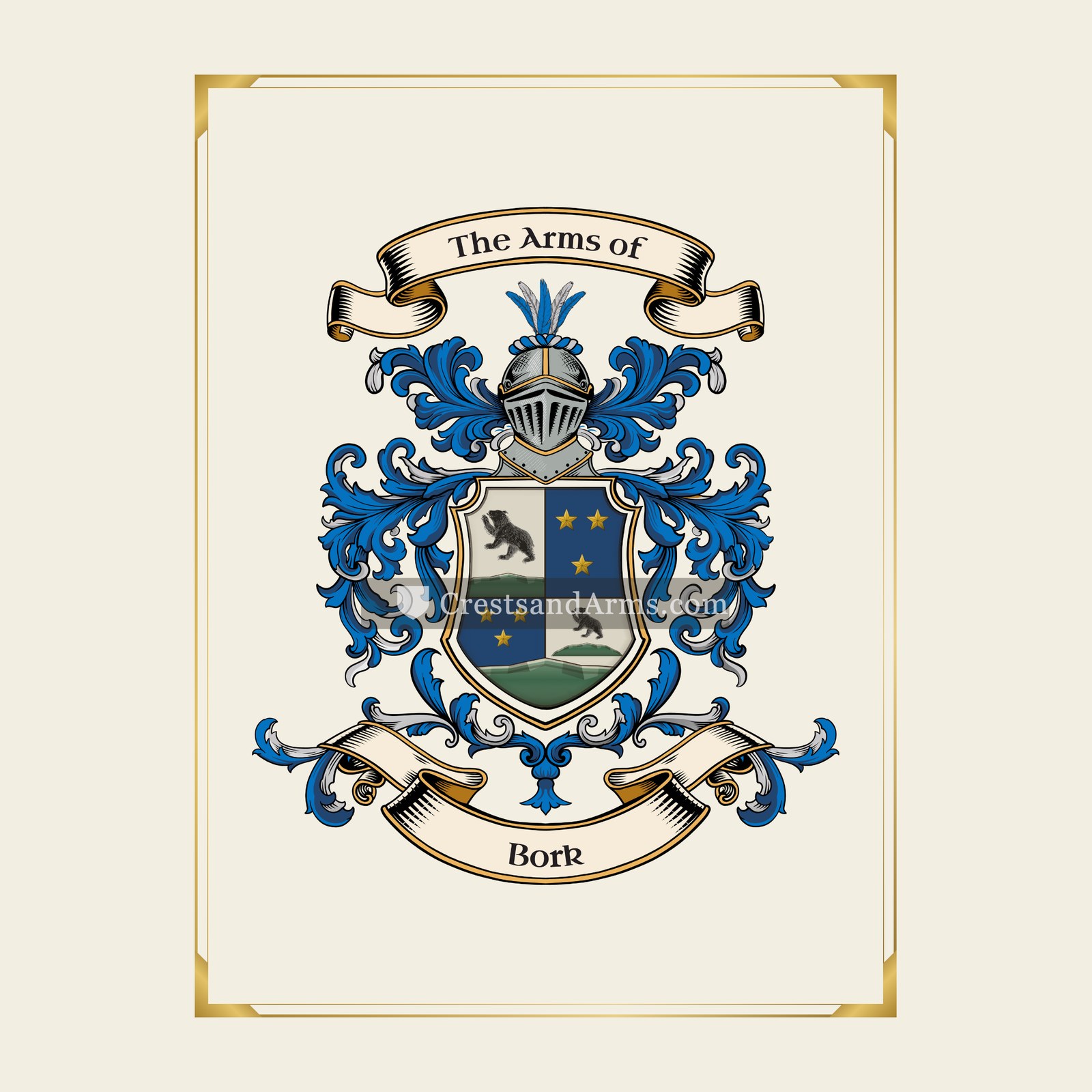 With gold border