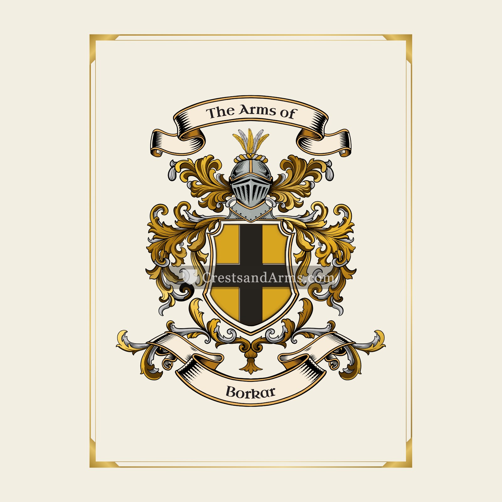 With gold border