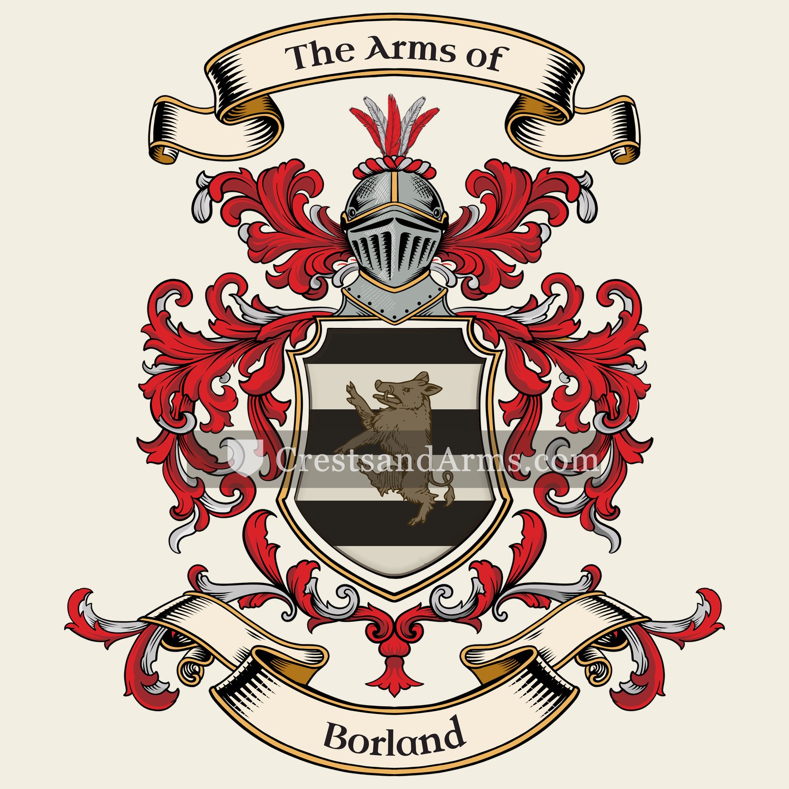 The Borland coat of arms, drawn from the recorded blazon